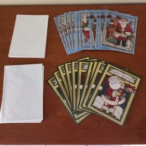 Country Folk Art Santa Claus Christmas Greeting Cards With Envelopes 27 Pc Lot